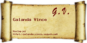 Galanda Vince névjegykártya